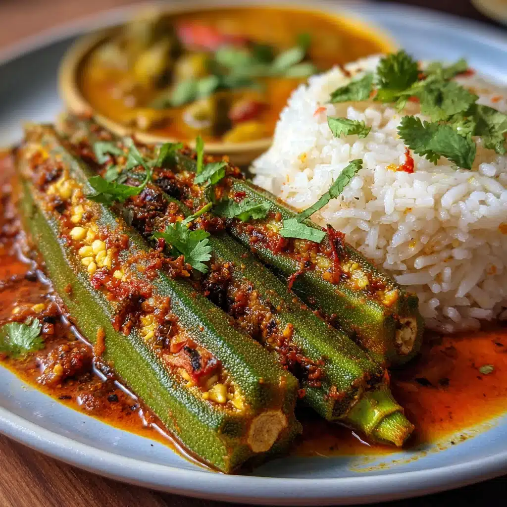 Irresistible Okra Stuffed With Spices – Authentic Telugu Recipe You’ll Love 7 Telugu-style stuffed okra with rice and dal