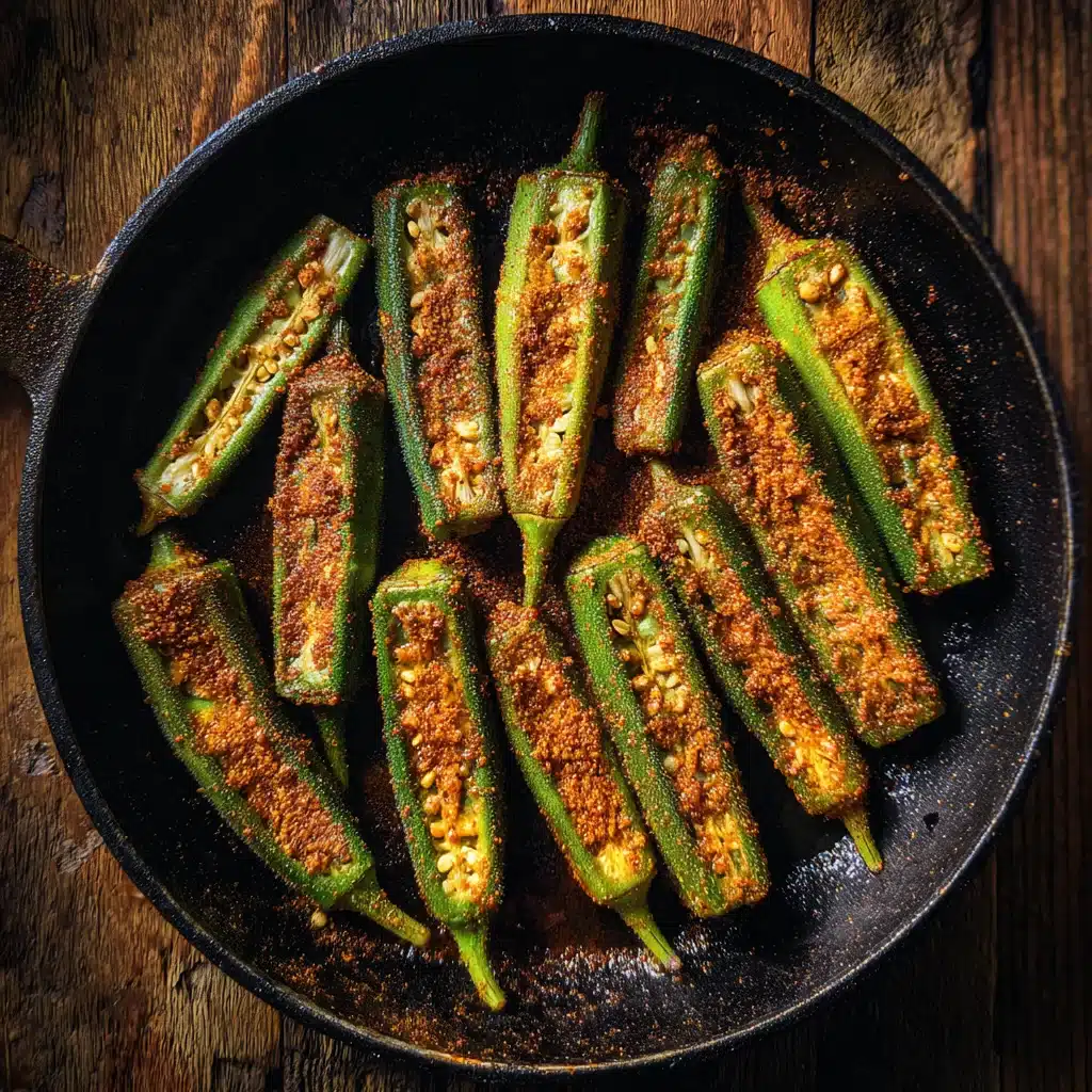 roasting-stuffed-okra-telugu-style pan-roasted okra stuffed with spices Telugu recipe