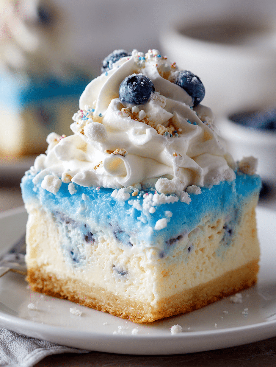 Blue Raspberry Cloud Cheesecake Bars