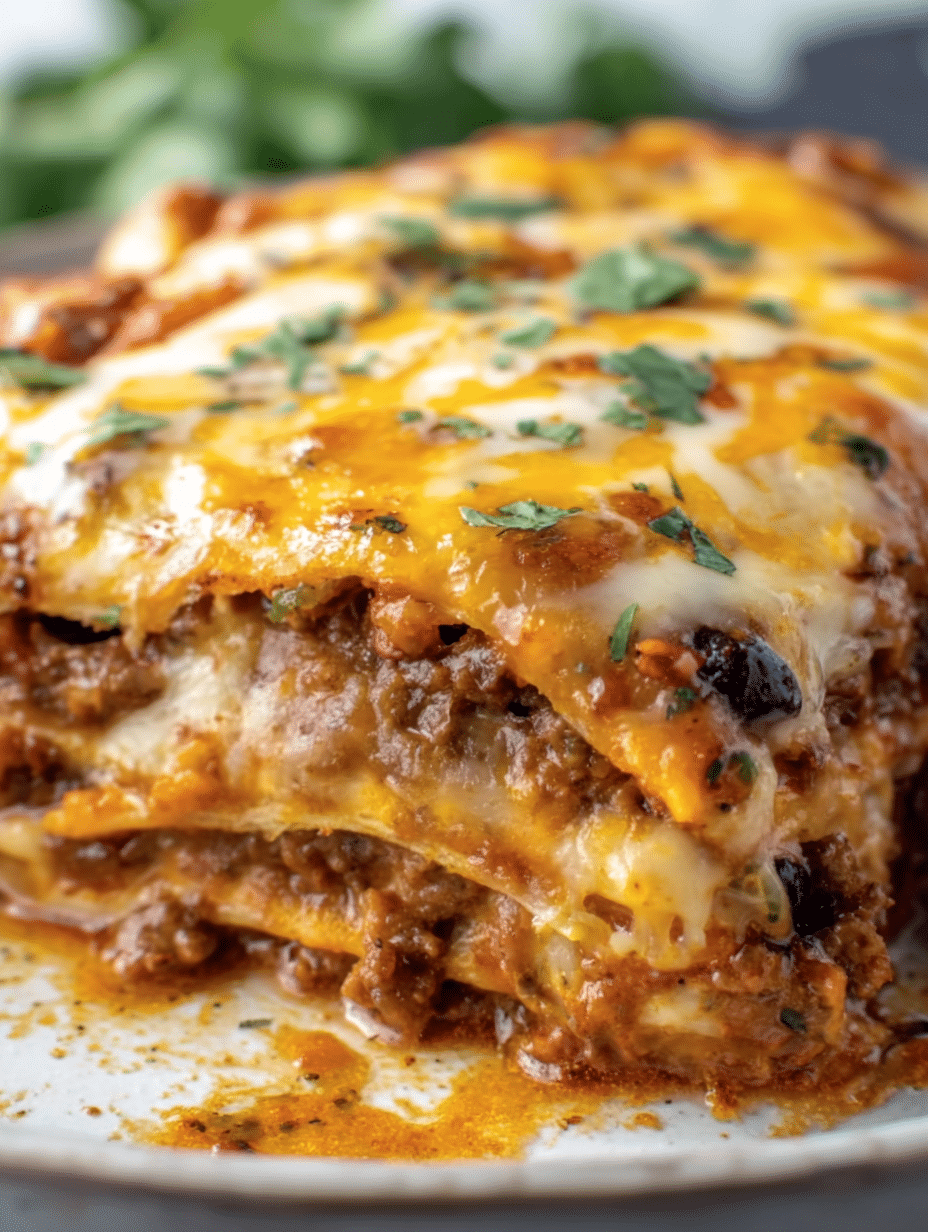 Cheesy Beef Enchilada Casserole