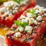 Grilled Watermelon Bites with Feta & Chili Honey delight your taste buds! 3 Grilled Watermelon Bites with Feta & Chili Honey