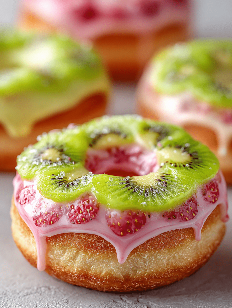 Kiwi-Strawberry Swirl Donuts