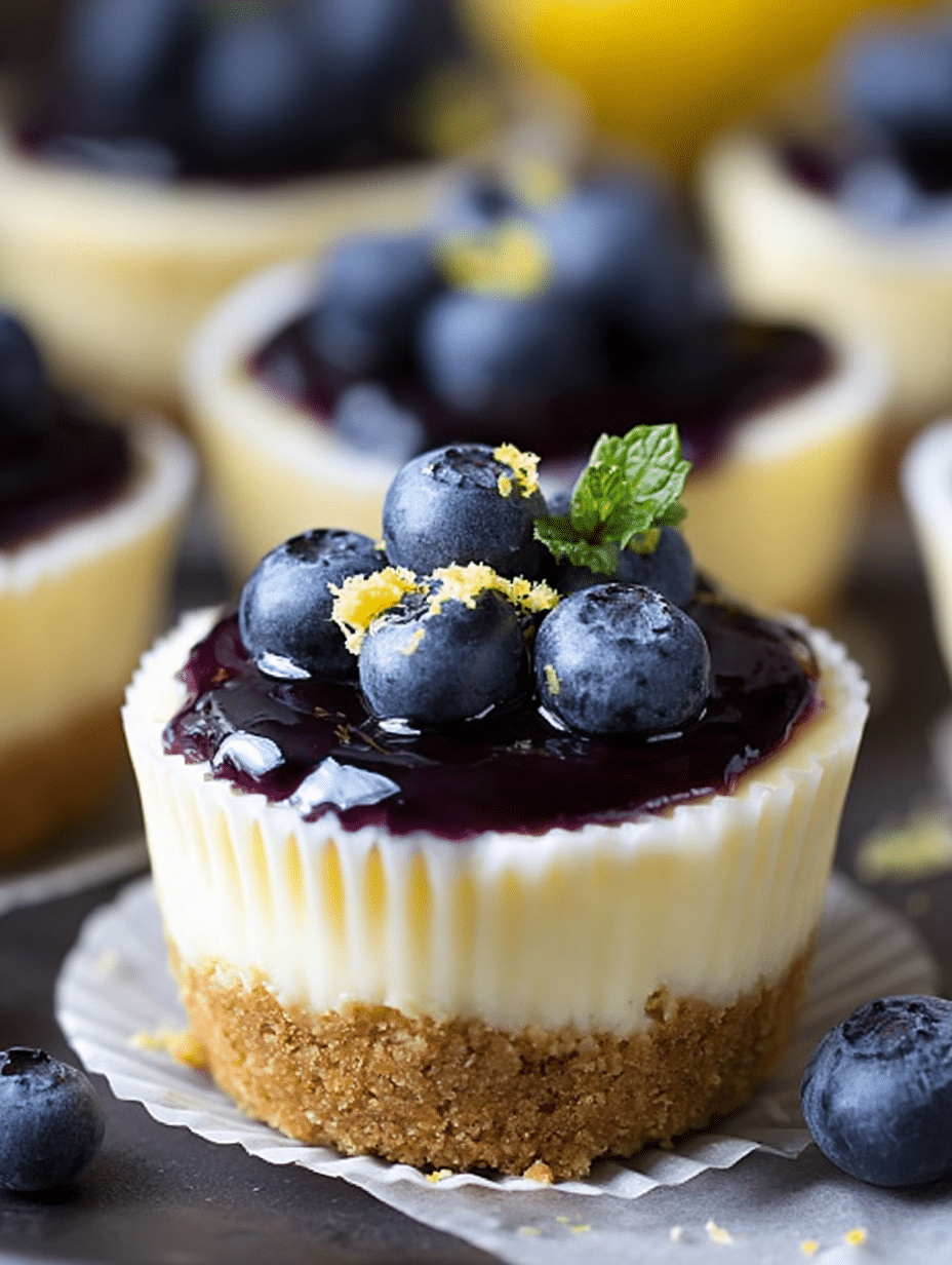 Mini Lemon Blueberry Cheesecakes