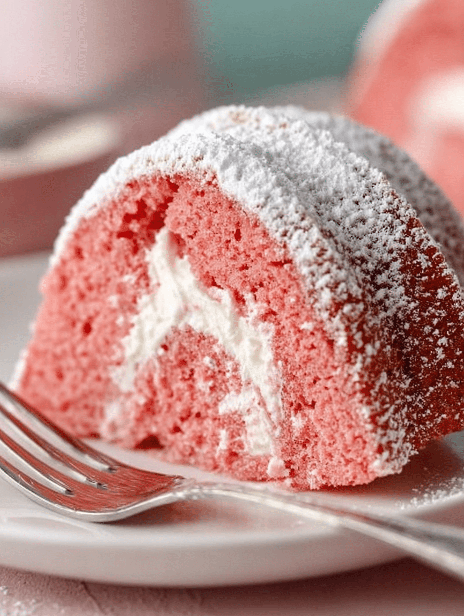 Strawberry Bundt Cake with Marshmallow Cream Filling