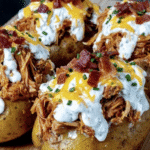 Bacon Ranch Pulled Pork Stuffed Potatoes