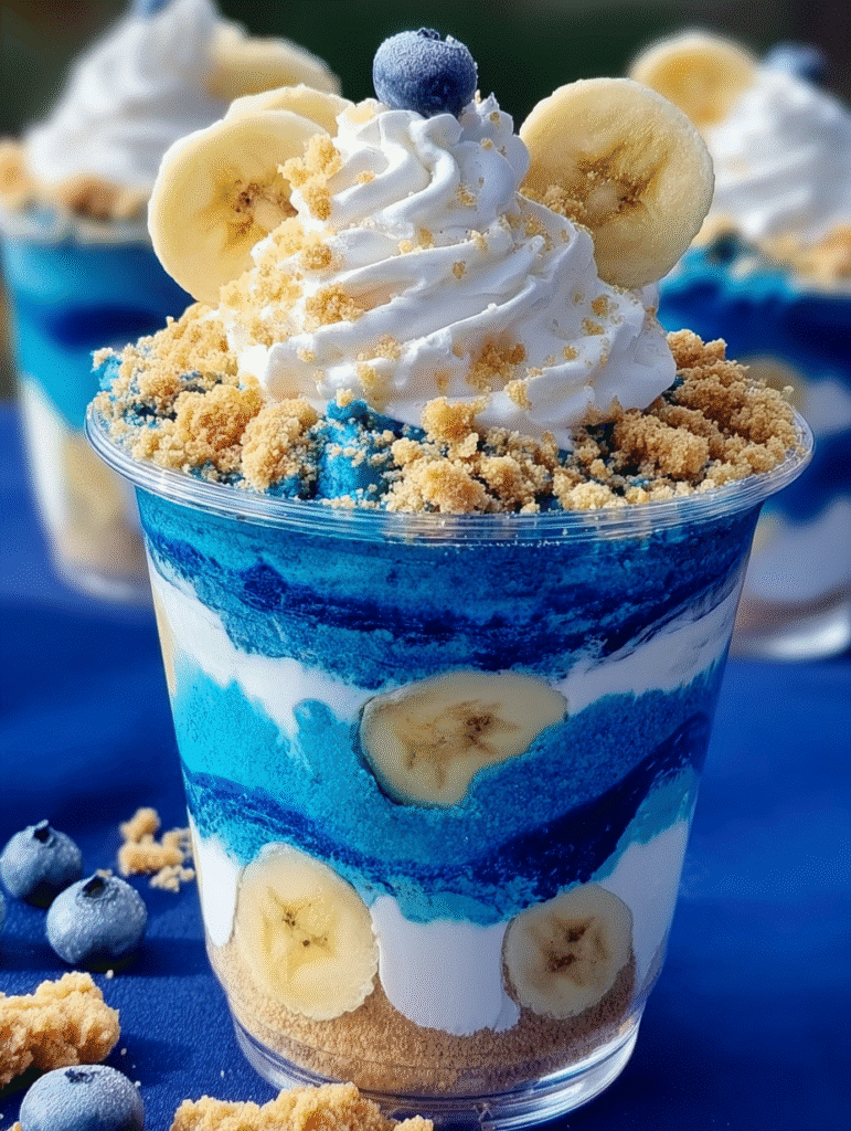 Blue Velvet Banana Pudding Cup