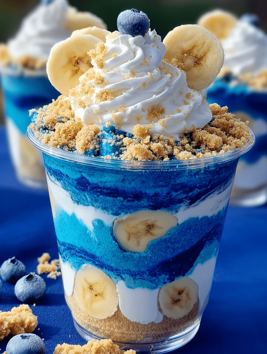 Blue Velvet Banana Pudding Cup