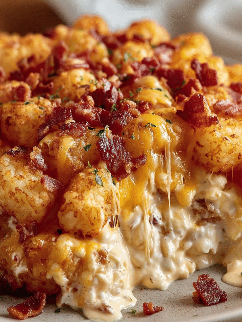 Cheesy Chicken Bacon Ranch Tater Tot Casserole