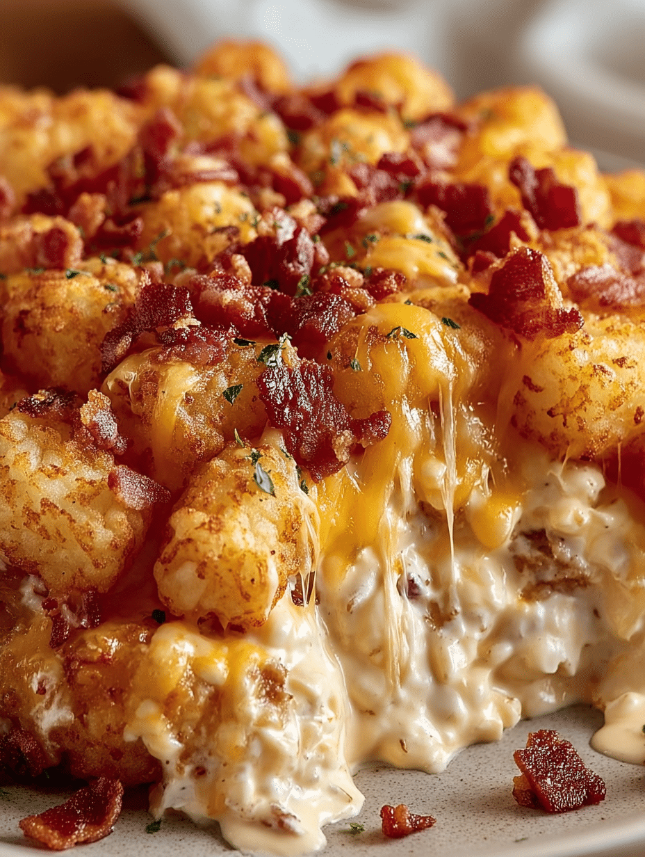 Cheesy Chicken Bacon Ranch Tater Tot Casserole