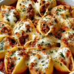 Cheesy Stuffed Pasta Shells with Meat Sauce