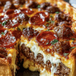 Deep-Dish Hamburger Sausage & Pepperoni Pie is Irresistible! 6 Deep-Dish Hamburger Sausage & Pepperoni Pie