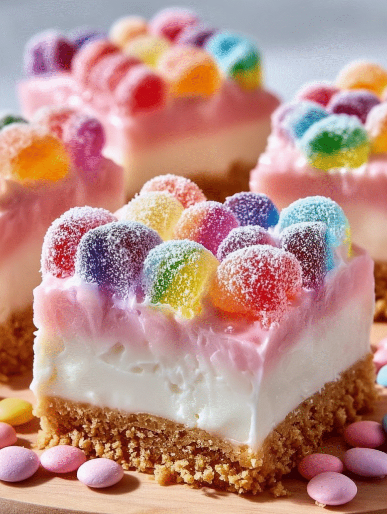 Gummy Cotton Candy Cheesecake Bites