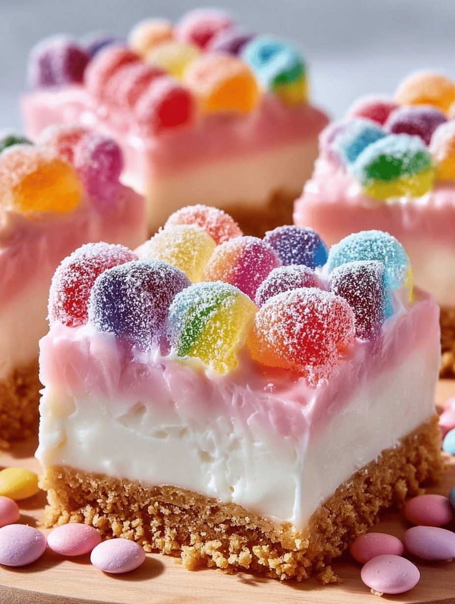 Gummy Cotton Candy Cheesecake Bites