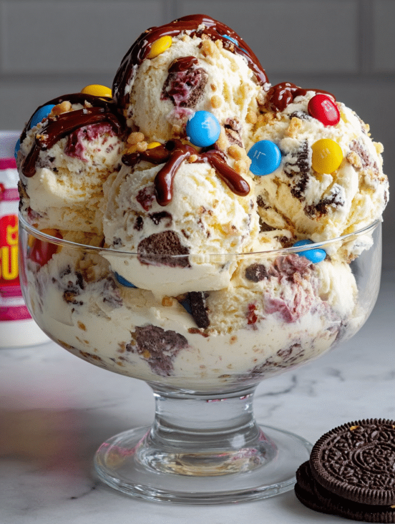 Monster Cookie Crunch Ice Cream Sundae