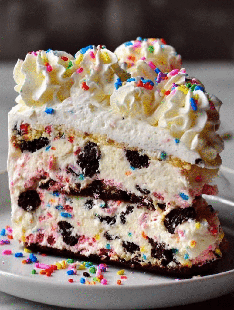 No-Bake Funfetti Oreo Icebox Cake