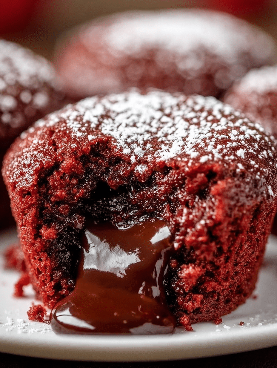 Red Velvet Lava Cupcakes are an irresistible treat! 4 Red Velvet Lava Cupcakes