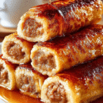 Sausage French Toast Roll-Ups with Maple Glaze