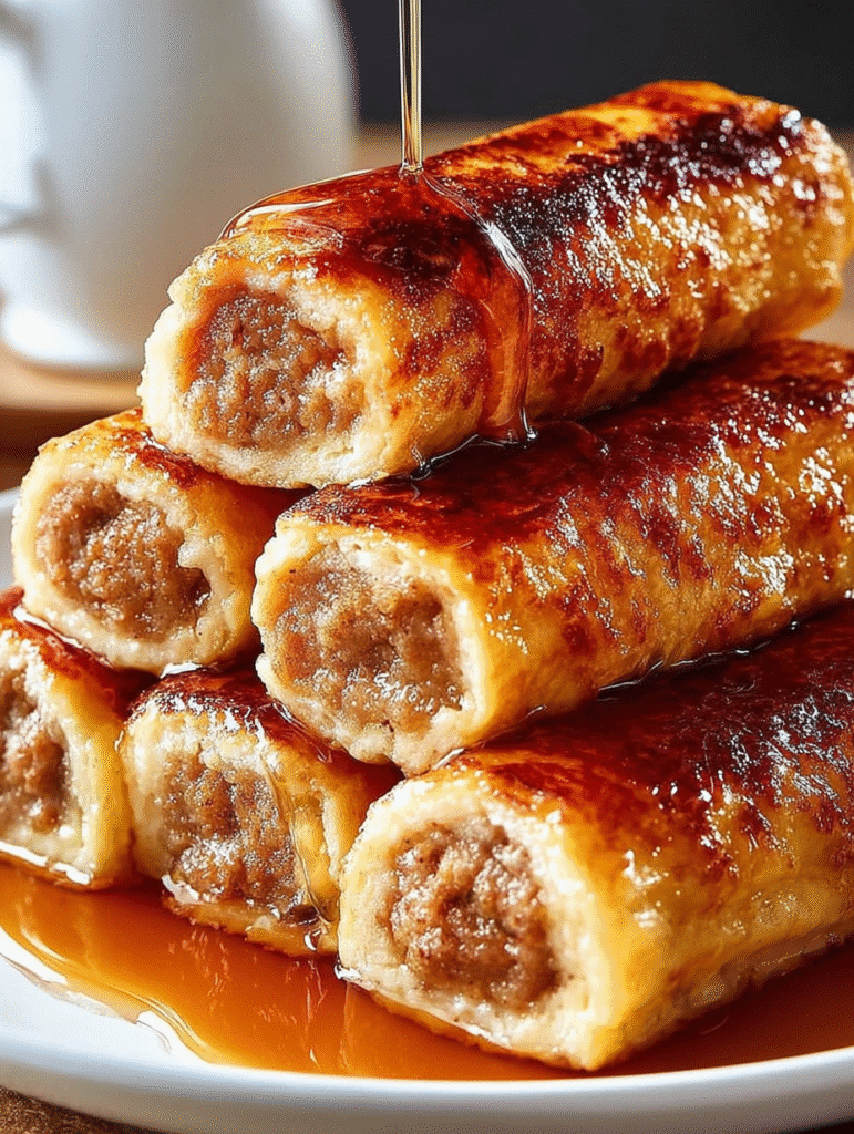 Sausage French Toast Roll-Ups with Maple Glaze
