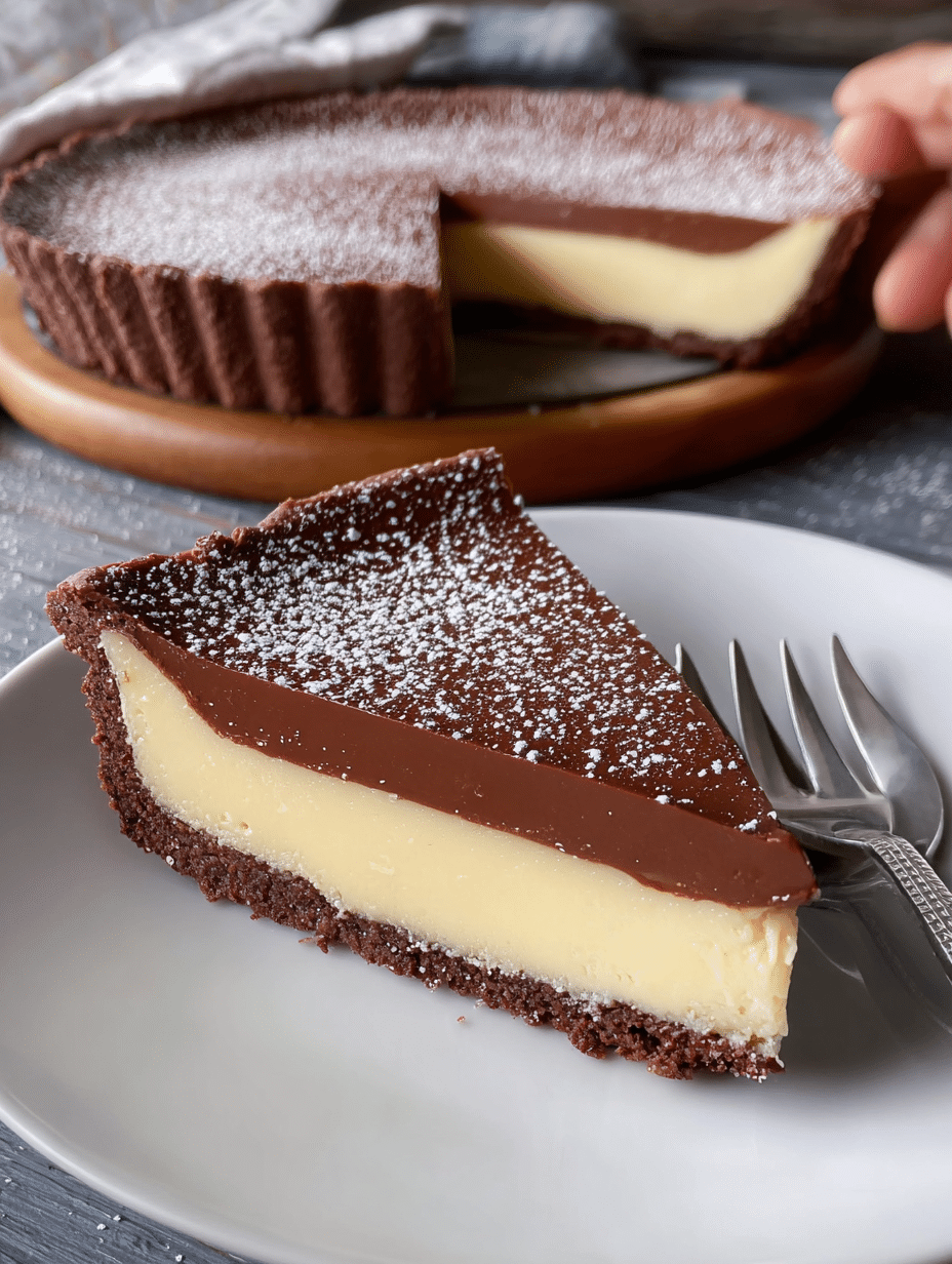 Silky Chocolate Ganache Tart with Creamy Custard Layer
