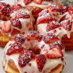 Strawberries & Cream Glazed Donuts