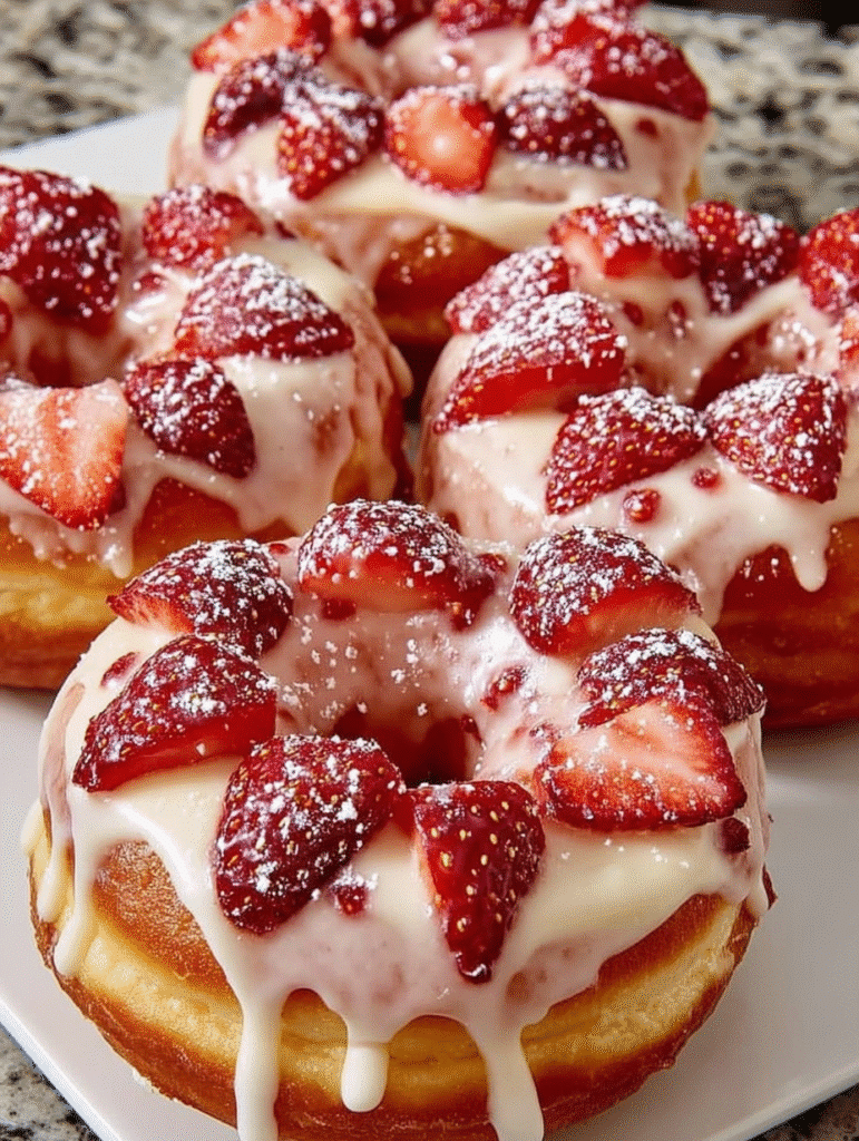 Strawberries & Cream Glazed Donuts