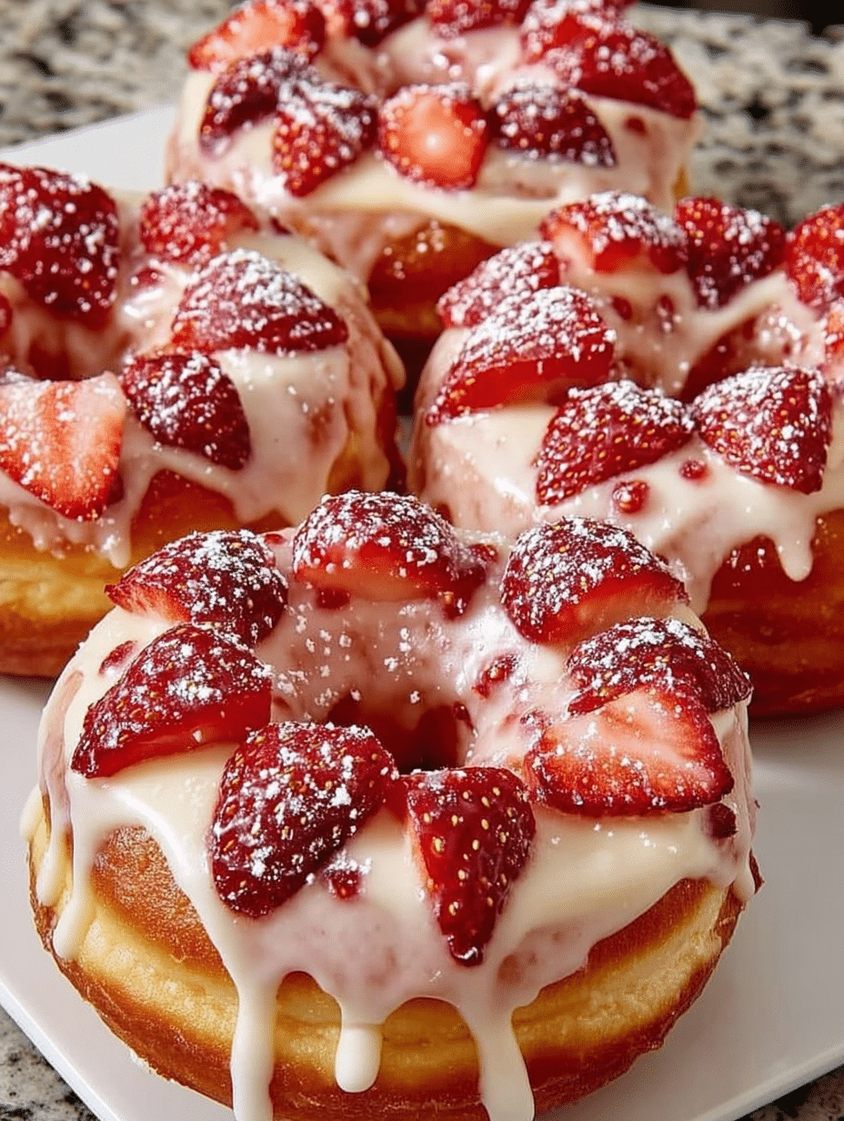 Strawberries & Cream Glazed Donuts