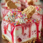 Strawberry Animal Cookie Cheesecake
