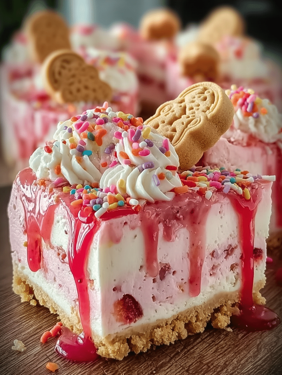 Strawberry Animal Cookie Cheesecake