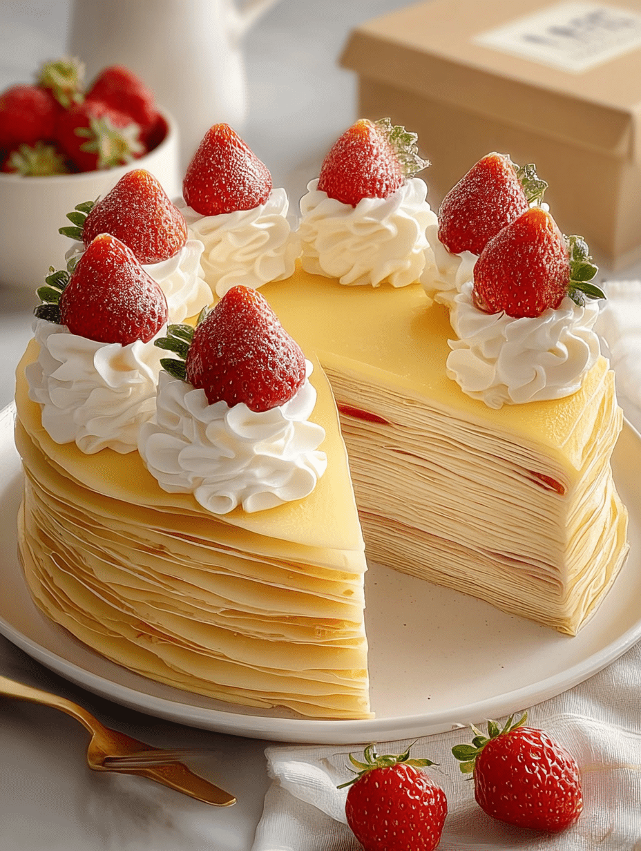 Strawberry Vanilla Mille Crêpe Cake