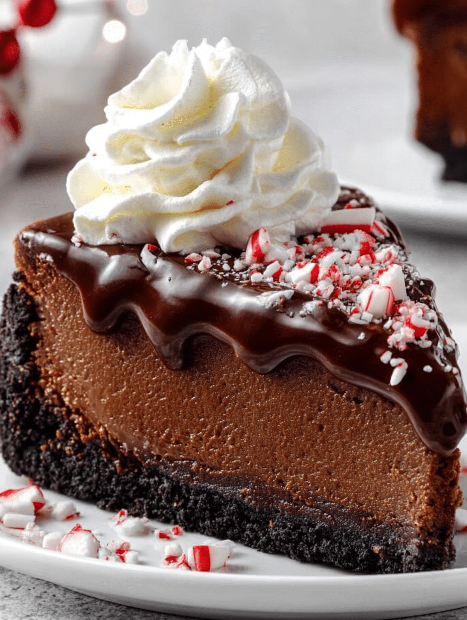 Chocolate Candy Cane Cheesecake