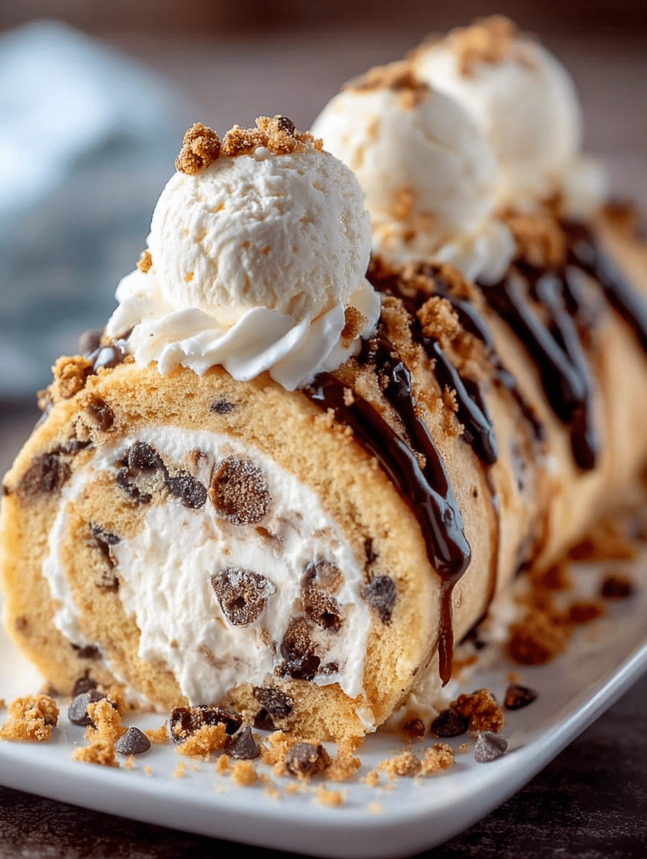 Chocolate Chip Cookie Ice Cream Roll: Indulge Today! 2 Chocolate Chip Cookie Ice Cream Roll