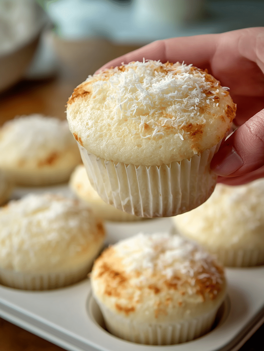 Coconut Cloud Cupcakes with Custard Hearts