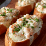 Creamy Garlic Shrimp Bread Boats