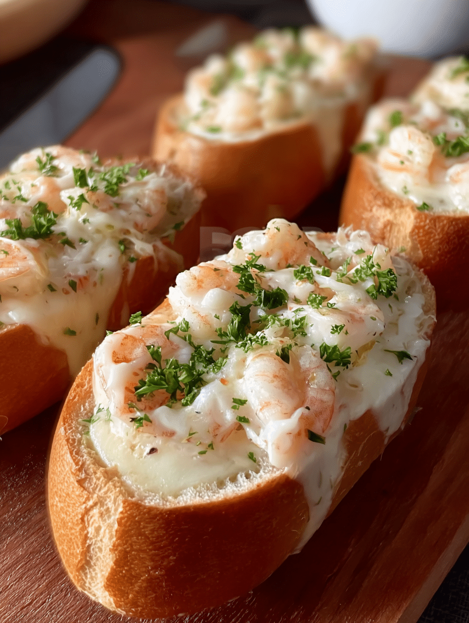 Creamy Garlic Shrimp Bread Boats