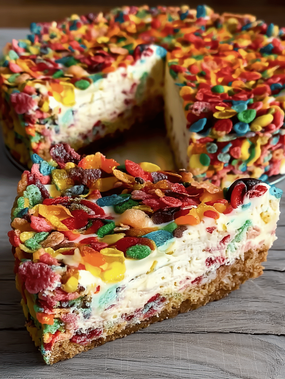 Fruity Cereal Cheesecake: A Colorful Dessert Delight! 2 Fruity Cereal Cheesecake