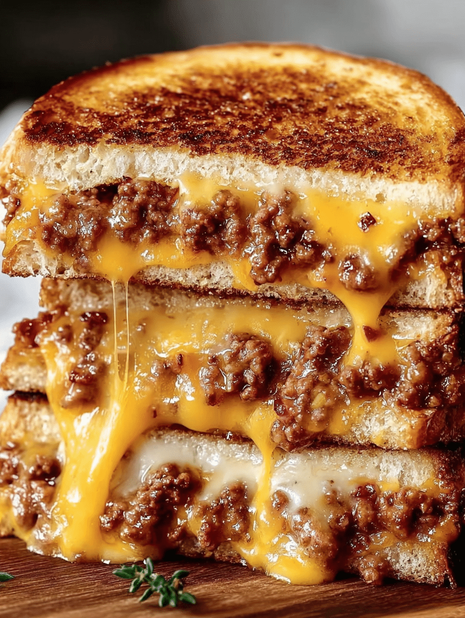 Melted Cheddar Beef Grilled Cheese Stack that Wow! 2 Melted Cheddar Beef Grilled Cheese Stack