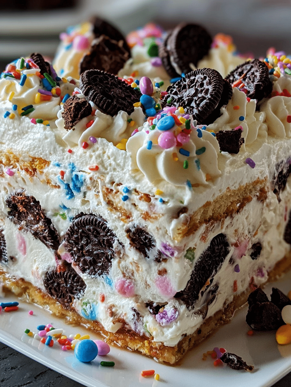 No-Bake Funfetti Oreo Icebox Cake: Delight in Every Bite! 2 No Bake Funfetti Oreo Icebox Cake