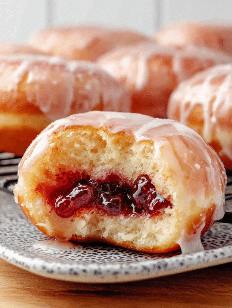 Raspberry-Filled Glazed Jelly Donuts