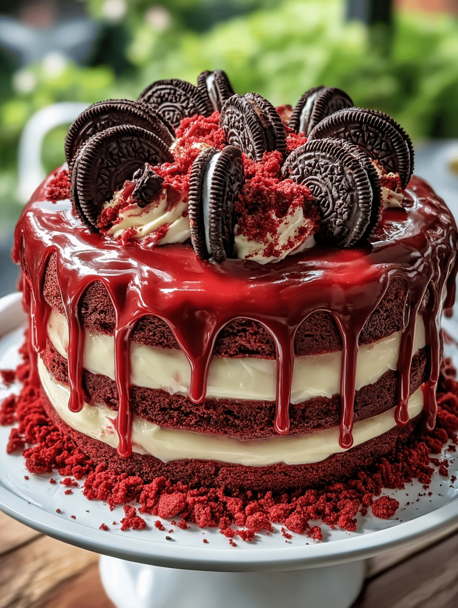 Red Velvet Oreo Drip Cake
