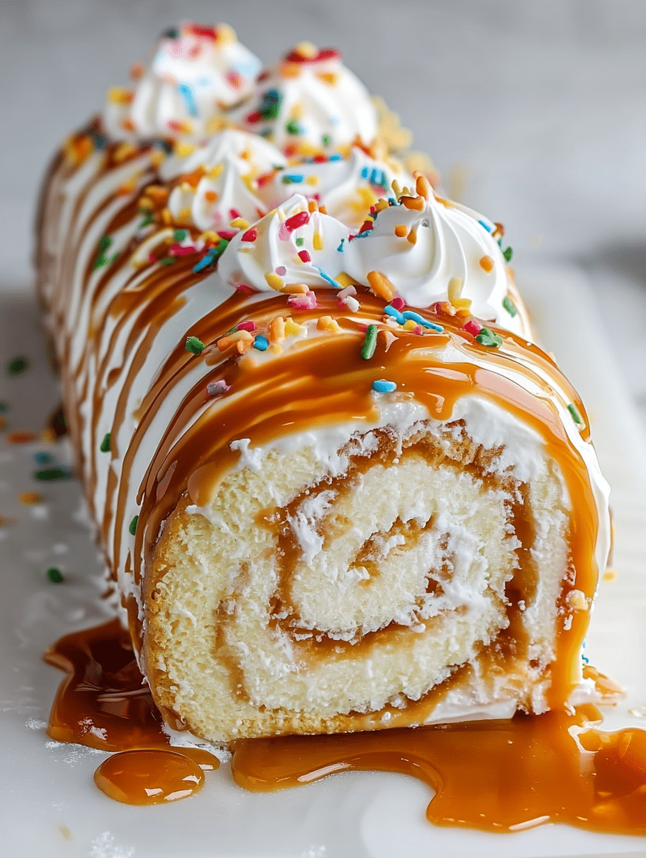 Salted Caramel Birthday Roll Cake is a sweet delight! 2 Salted Caramel Birthday Roll Cake