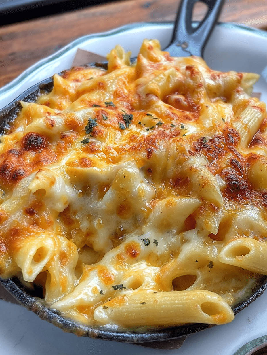 Skillet Baked Three-Cheese Mac & Cheese
