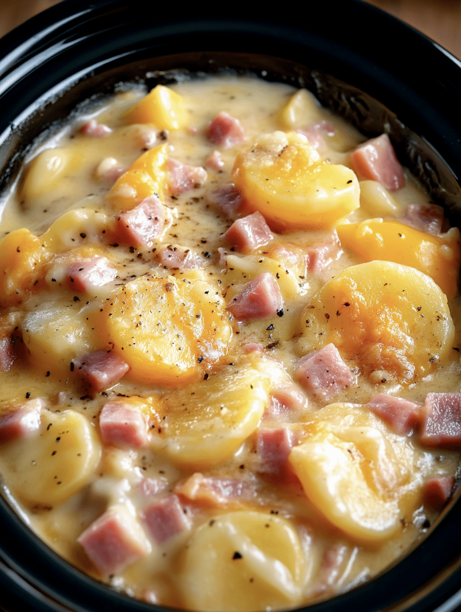 Slow Cooker Cheesy Ham Potato Casserole
