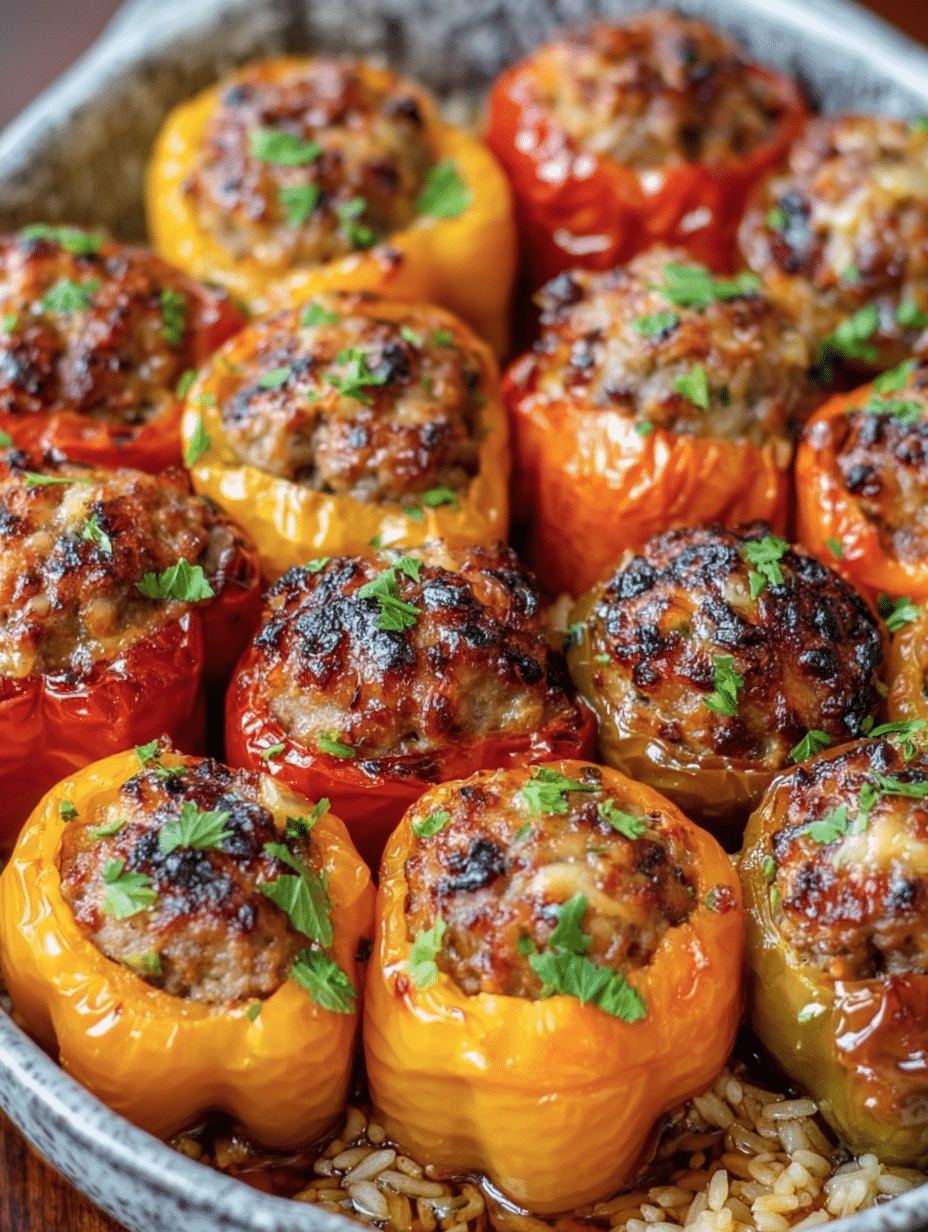 Stuffed Mini Peppers with Beef & Rice Filling
