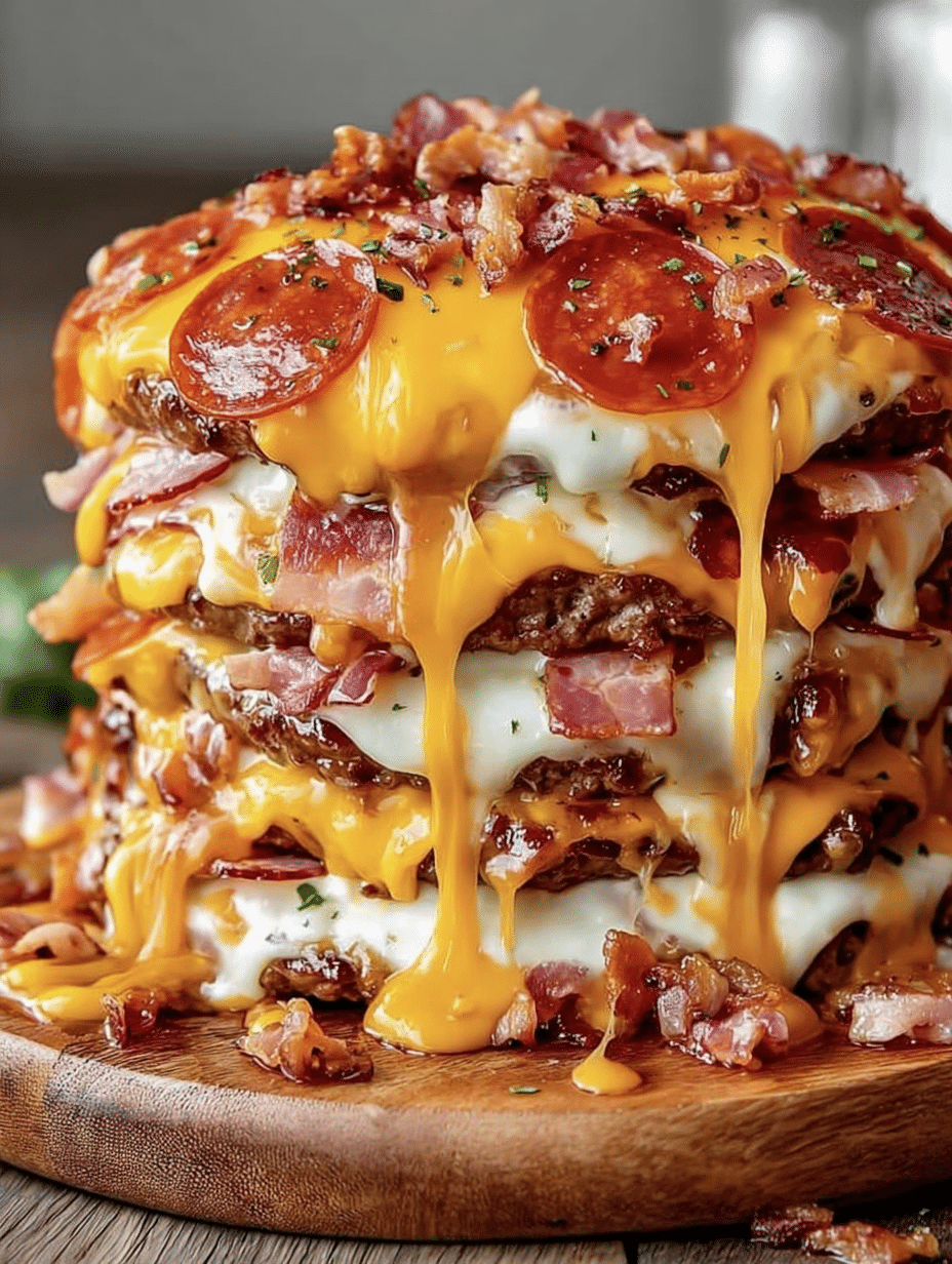 Ultimate Pepperoni Cheeseburger Stack