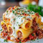 Baked Stuffed Rigatoni with Beef & Mozzarella