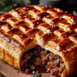 Caramelized Onion & Beef Puff Pastry Pie