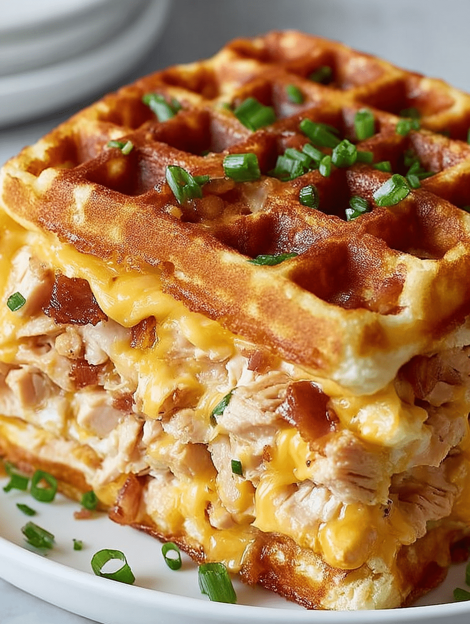 Cheddar Chicken Stuffed Waffles