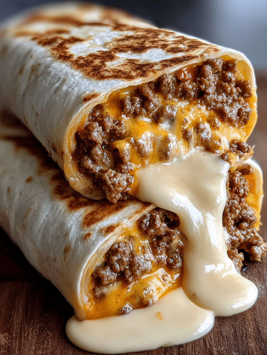 Cheesy Beef Melt Burritos
