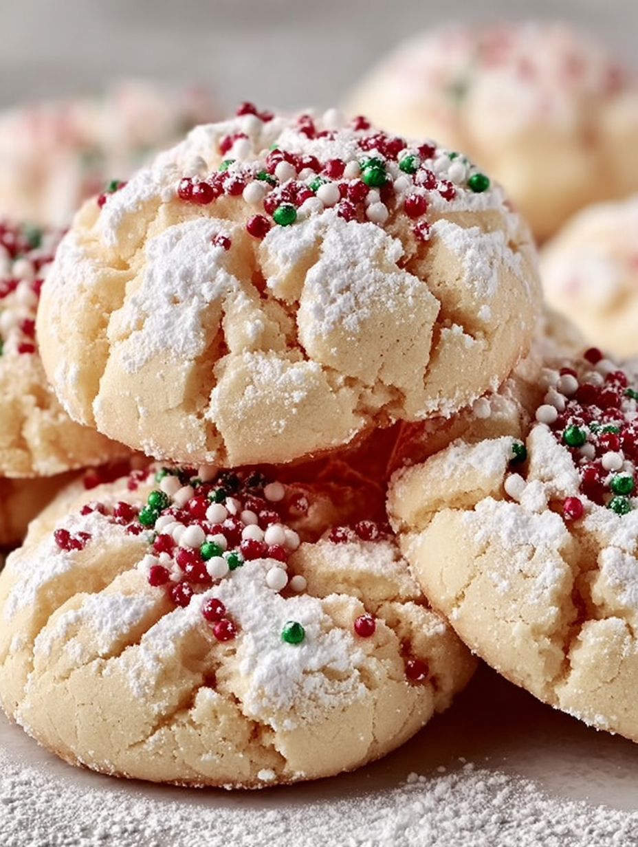Christmas Crinkle Sprinkle Cookies