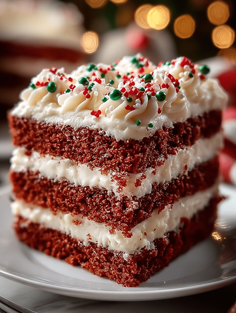 Festive Red Velvet Layer Cake with Vanilla Cream Frosting